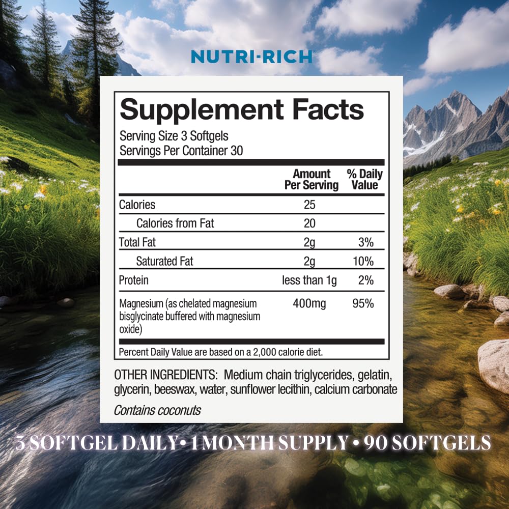 Nutri-Rich Magnésium Glycinate 400mg, mise en scène avec des éléments naturels