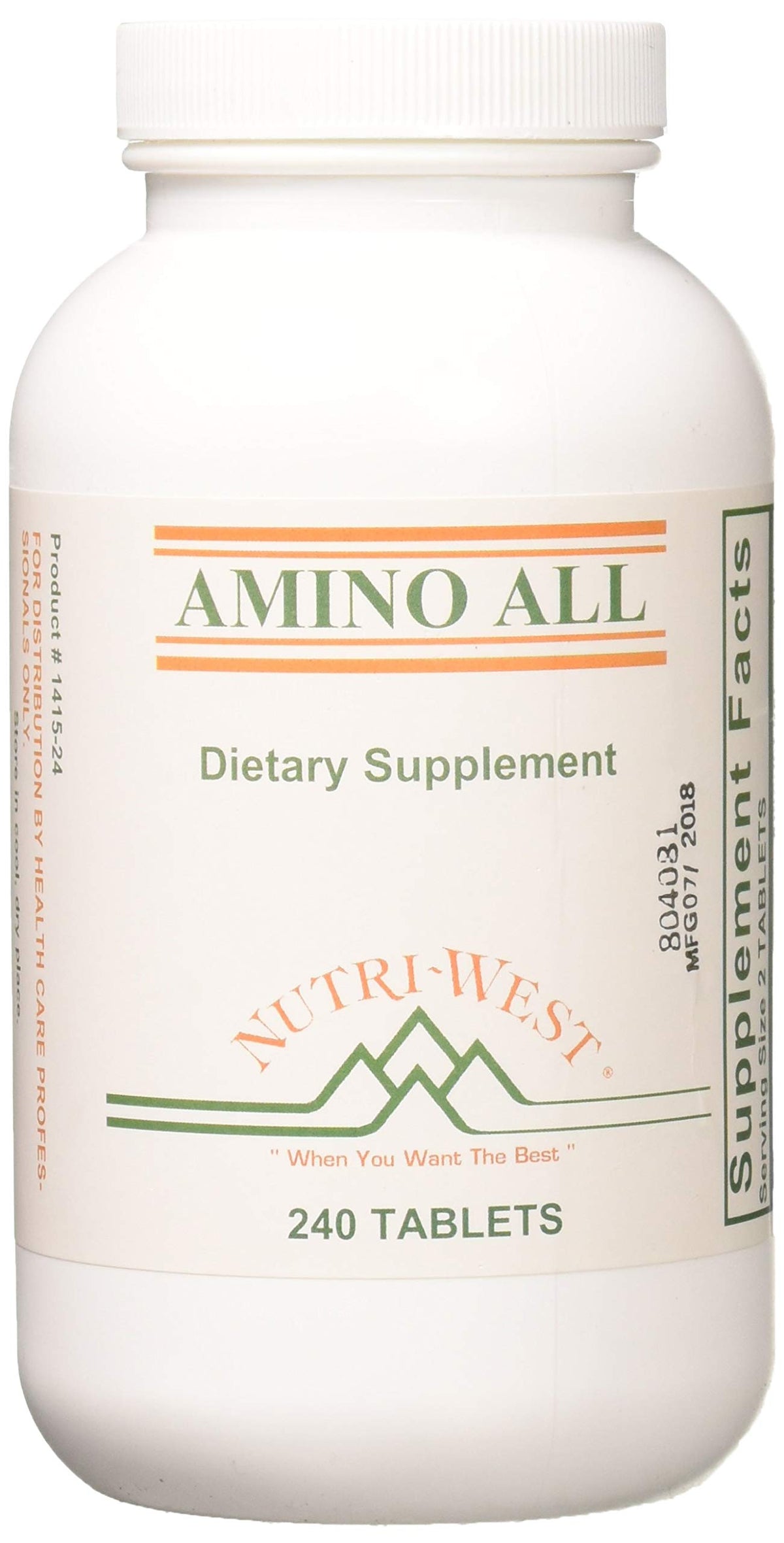 Nutri-West Amino All 240 comprimés vue avant avec emballage