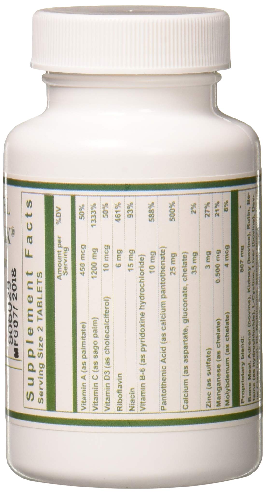 Nutri-West Core Level Bone Matrix 60 comprimés vue arrière montrant les ingrédients