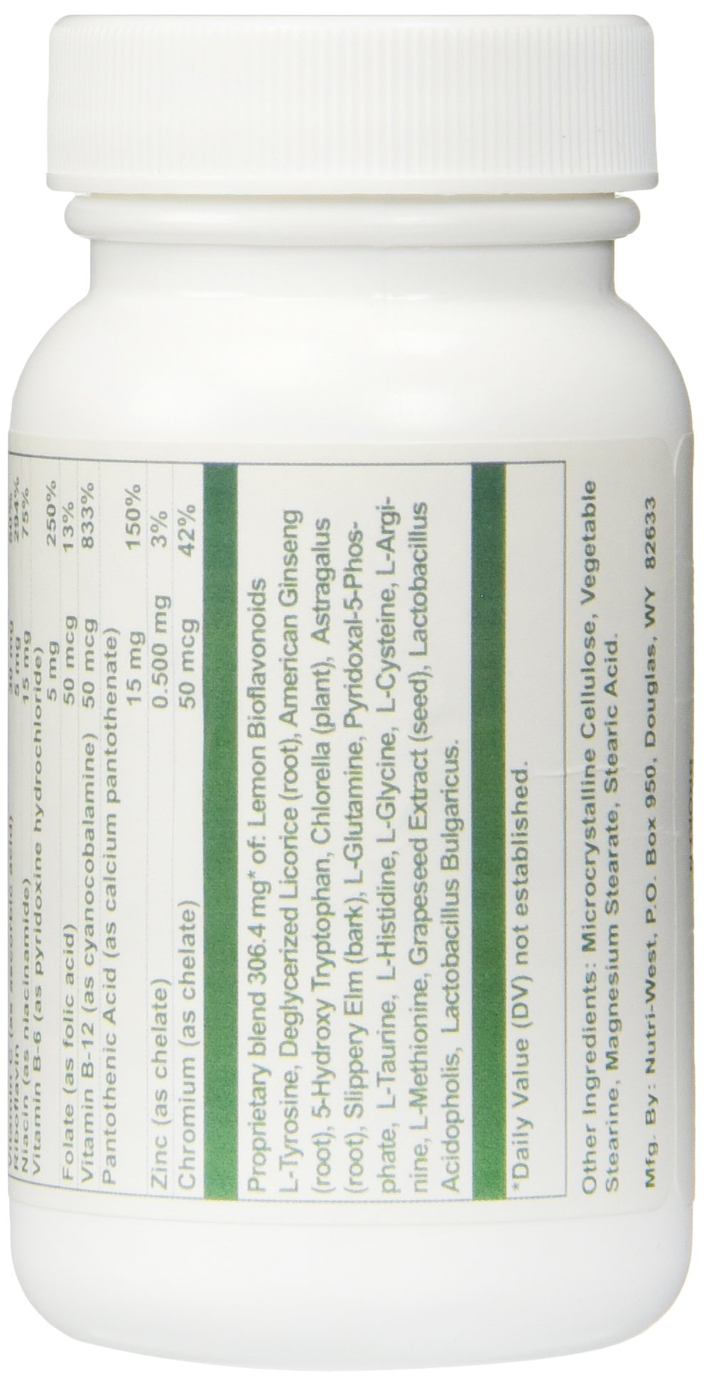 Nutri-West DSF Herbal 60 comprimés montrant la taille et les détails