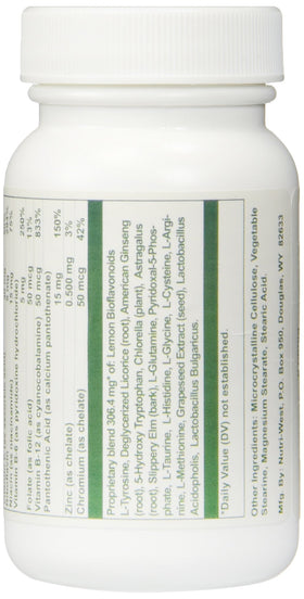 Nutri-West DSF Herbal 60 comprimés montrant la taille et les détails