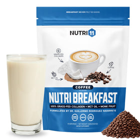 Nutri11 NutriBreakfast Poudre de Collagène Keto 449g café vue de face