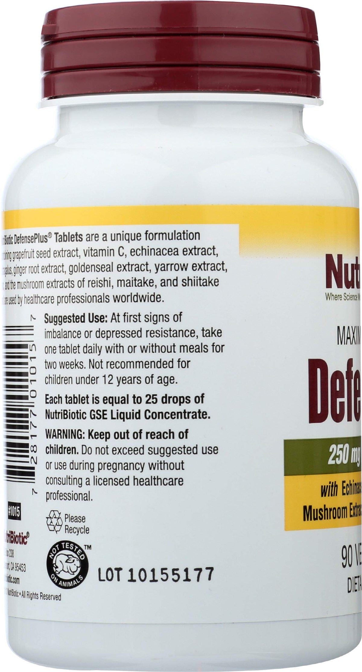 NutriBiotic Defense Plus 90 comprimés côté droit