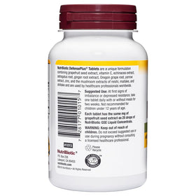NutriBiotic DefensePlus 90 comprimés vue arrière de l'emballage