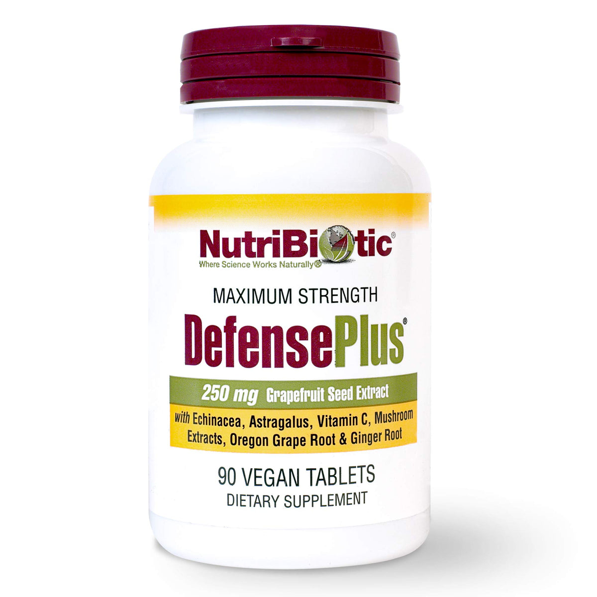 NutriBiotic DefensePlus 90 tablettes, vue avant du produit