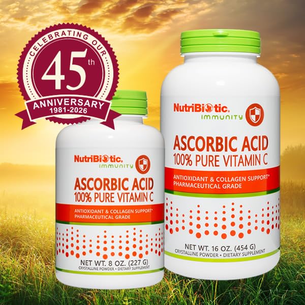NutriBiotic Poudre d'acide ascorbique 2000 mg avec ingrédients