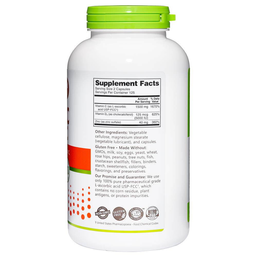NutriBiotic Vitamine C + D3 & Zinc avec un verre d'eau