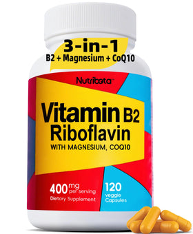 Nutribota B2 Riboflavine 400mg boîte avec 120 capsules végétales