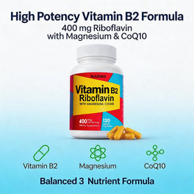 Nutribota B2 Riboflavine 400mg étiquette avec informations nutritionnelles