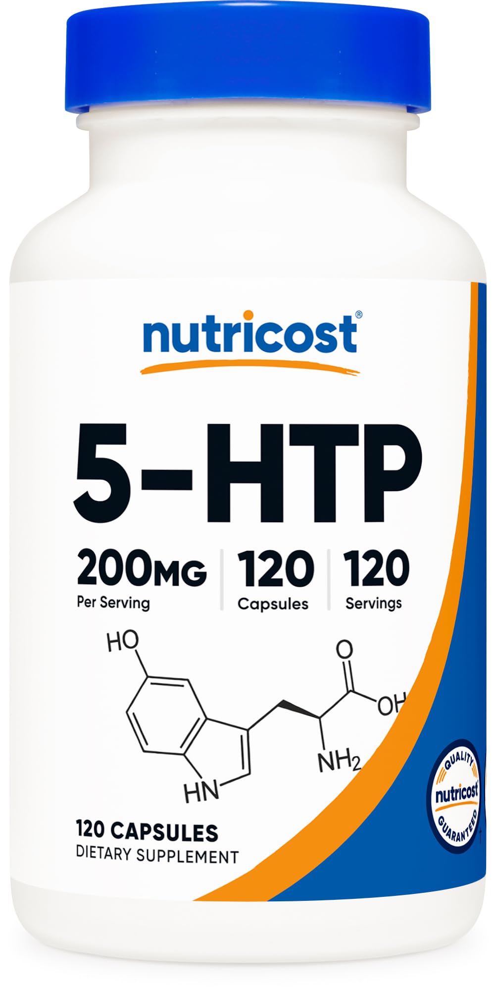 Nutricost 5-HTP 200mg 120 capsules végétariennes, vue de face