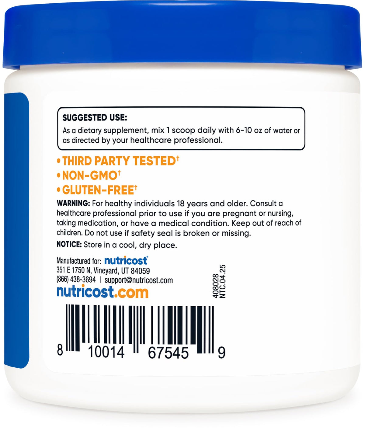 Nutricost Acétyl L-Carnitine 100 g détails du produit