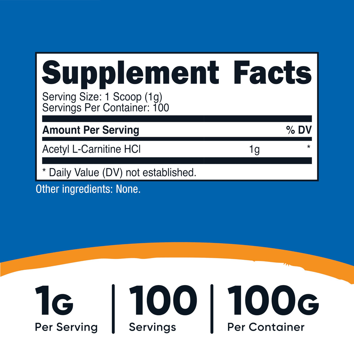 Nutricost Acétyl L-Carnitine 100 g emballage