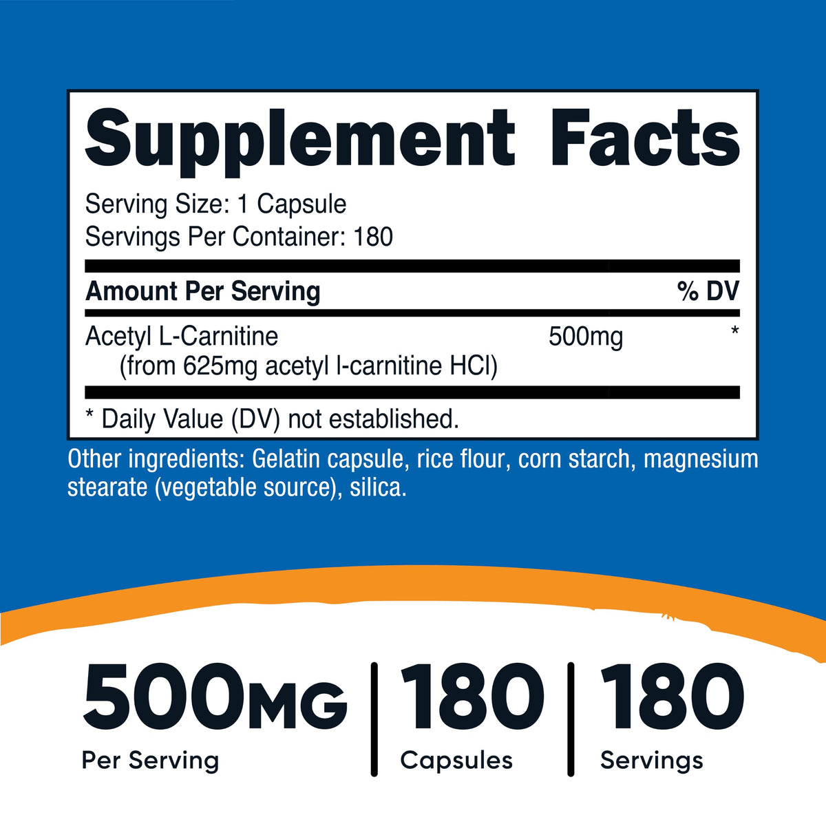 Nutricost Acétyl L-Carnitine 500mg capsule de près