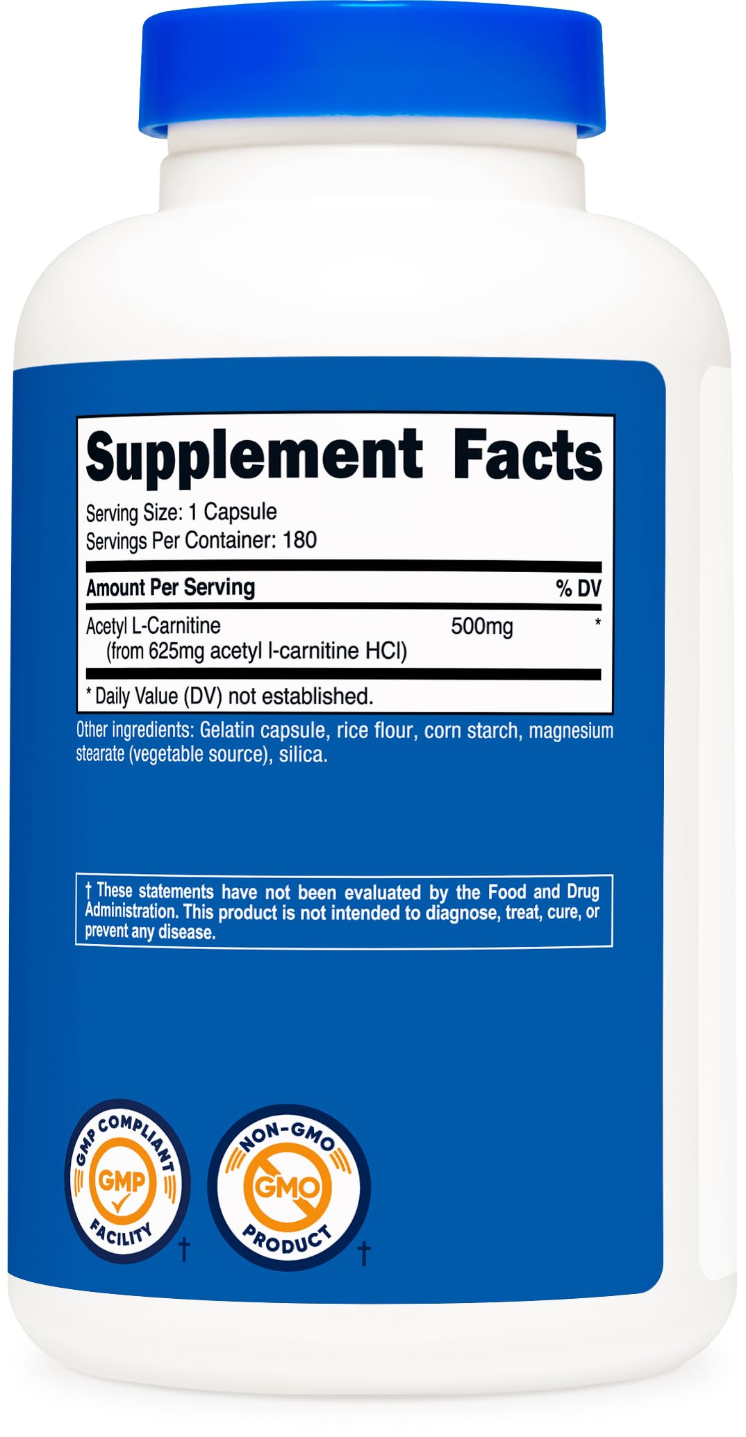 Nutricost Acétyl L-Carnitine 500mg capsules sur une table