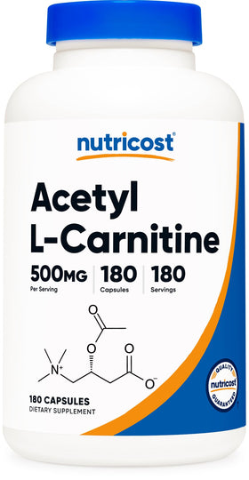 Nutricost Acétyl L-Carnitine 500mg flacon de 180 capsules