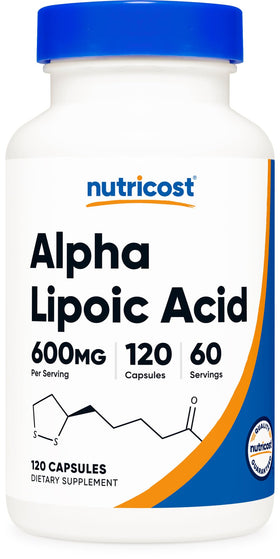 Nutricost Acide Alpha-Lipoïque 600mg 120 capsules végétales - vue de face