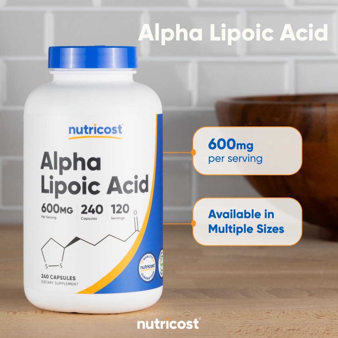 Nutricost Acide Lipoïque vue de côté de la bouteille