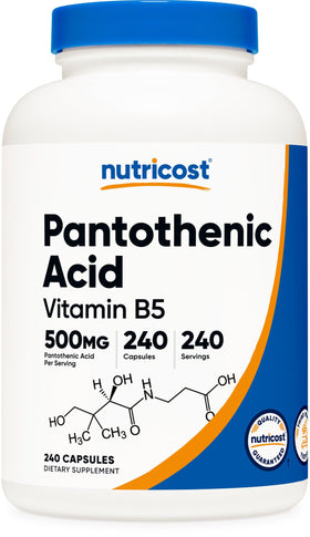 Nutricost Acide Pantothénique 500mg bouteille vue de face