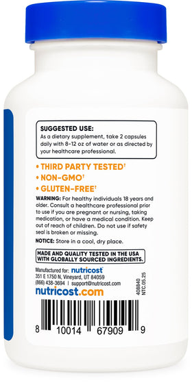 Nutricost Agmatine Sulfate 1000mg avec étiquette claire
