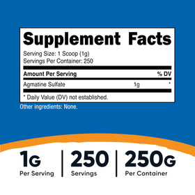 Nutricost Agmatine Sulfate Poudre 250g avec cuillère