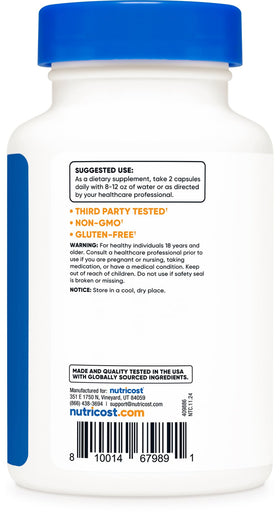 Nutricost AKG acide alpha-cétoglutarique avec étiquette visible