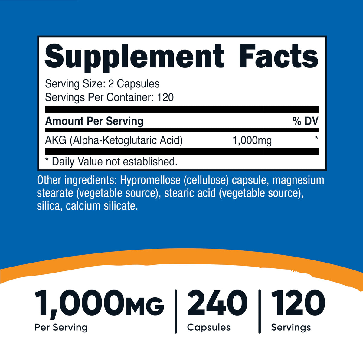 Nutricost AKG acide alpha-cétoglutarique capsules ouvertes