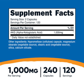 Nutricost AKG acide alpha-cétoglutarique capsules ouvertes