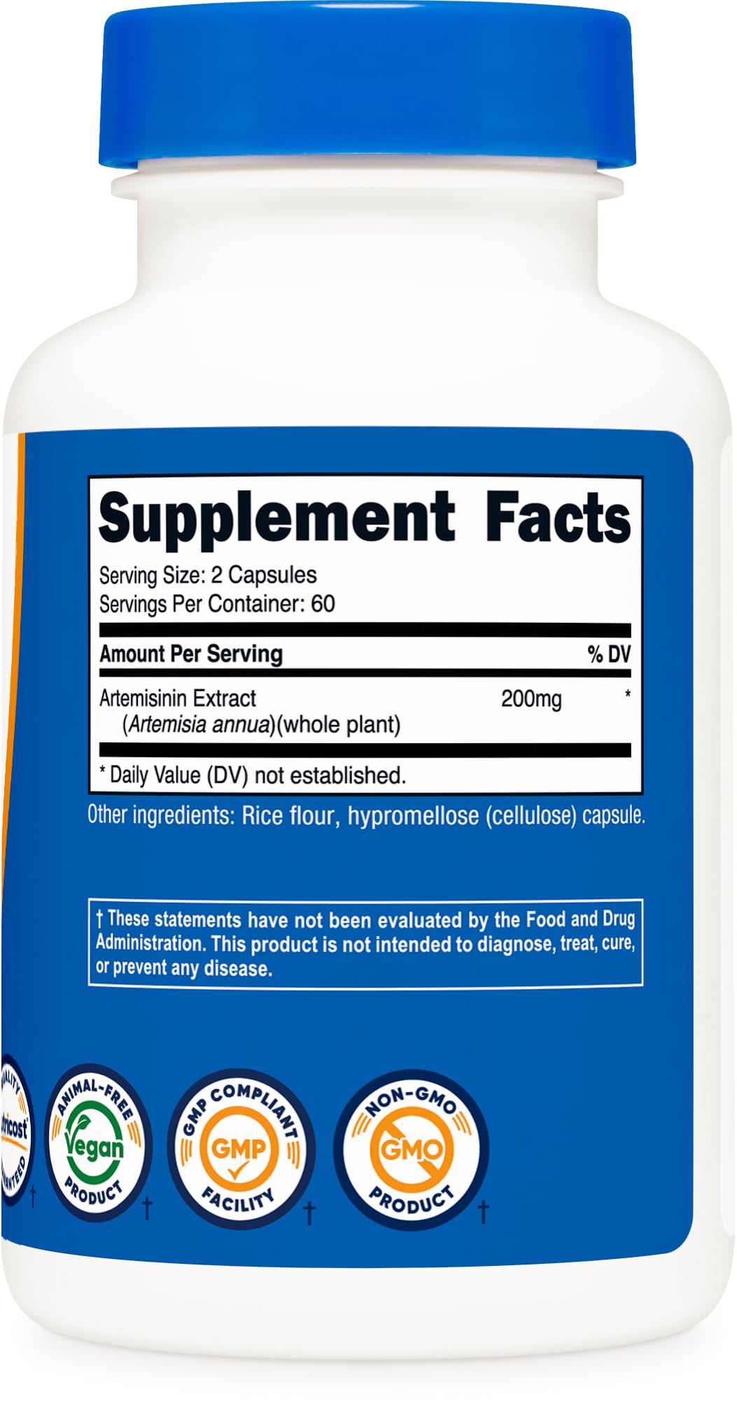 Nutricost Artemisinin 200mg capsules ouvertes avec dosette