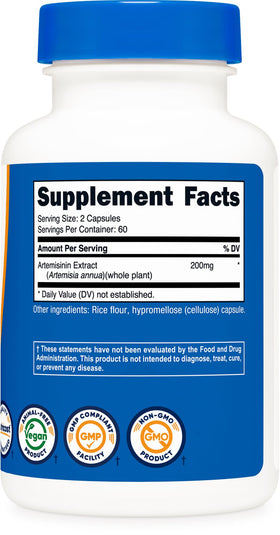 Nutricost Artemisinin 200mg capsules ouvertes avec dosette