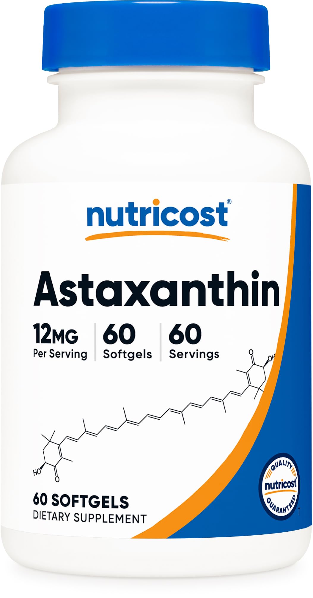 Nutricost Astaxanthin 12mg flacon de 60 gélules molles