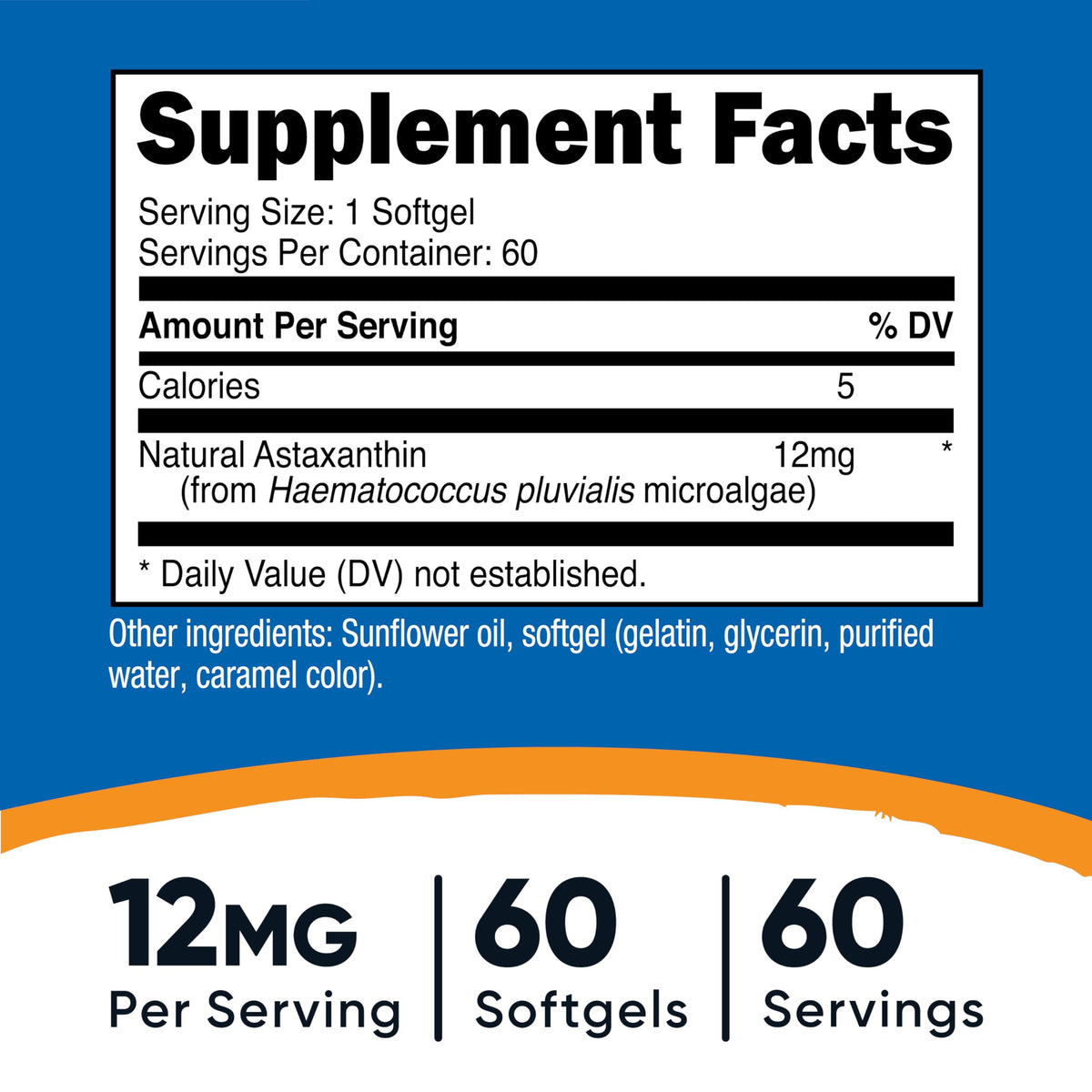 Nutricost Astaxanthin 12mg gélule molle vue de près