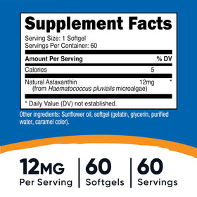 Nutricost Astaxanthin 12mg gélule molle vue de près
