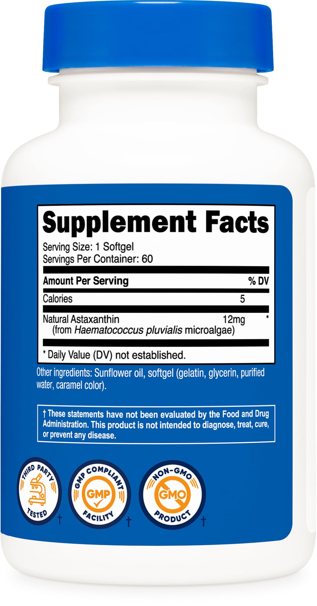 Nutricost Astaxanthin 12mg gélules avec des ingrédients naturels