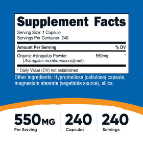Nutricost Astragalus Capsules 550mg vue de côté