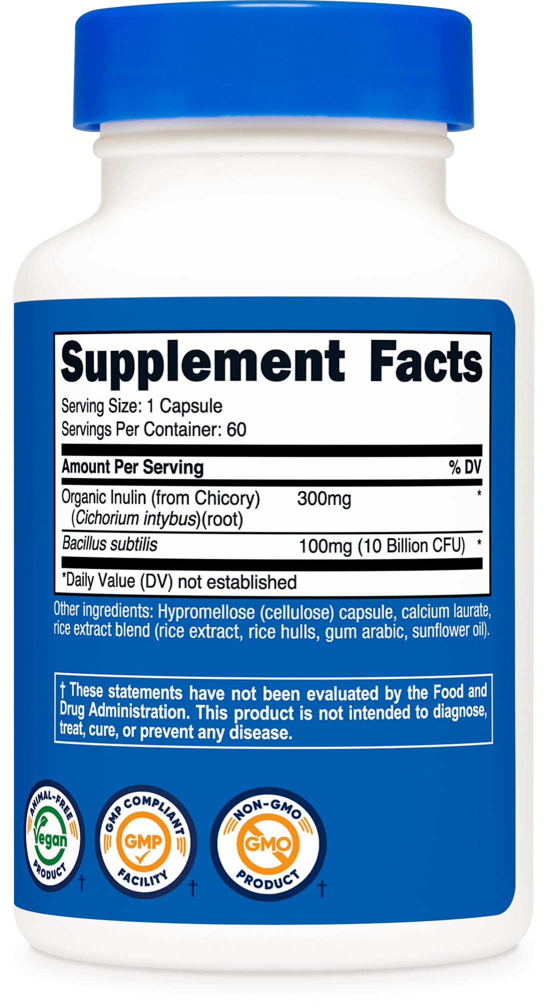 Nutricost Bacillus Subtilis, flacon avec capsules à côté