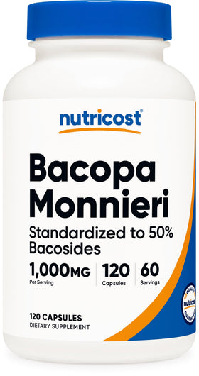 Nutricost Bacopa Monnieri 1 000mg 120 capsules végétariennes vue de face