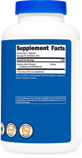 Nutricost baies de aubépine 550mg gélules, vue en gros plan sur une gélule