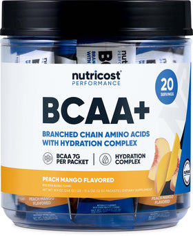 Nutricost BCAA+ Hydration Pêche Mangue stickpack vue de face