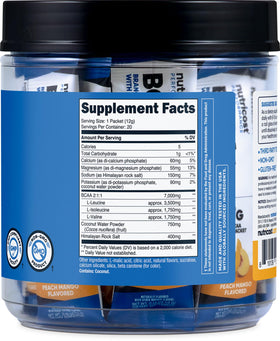 Nutricost BCAA+ Hydration Pêche Mangue stickpacks avec fruits frais