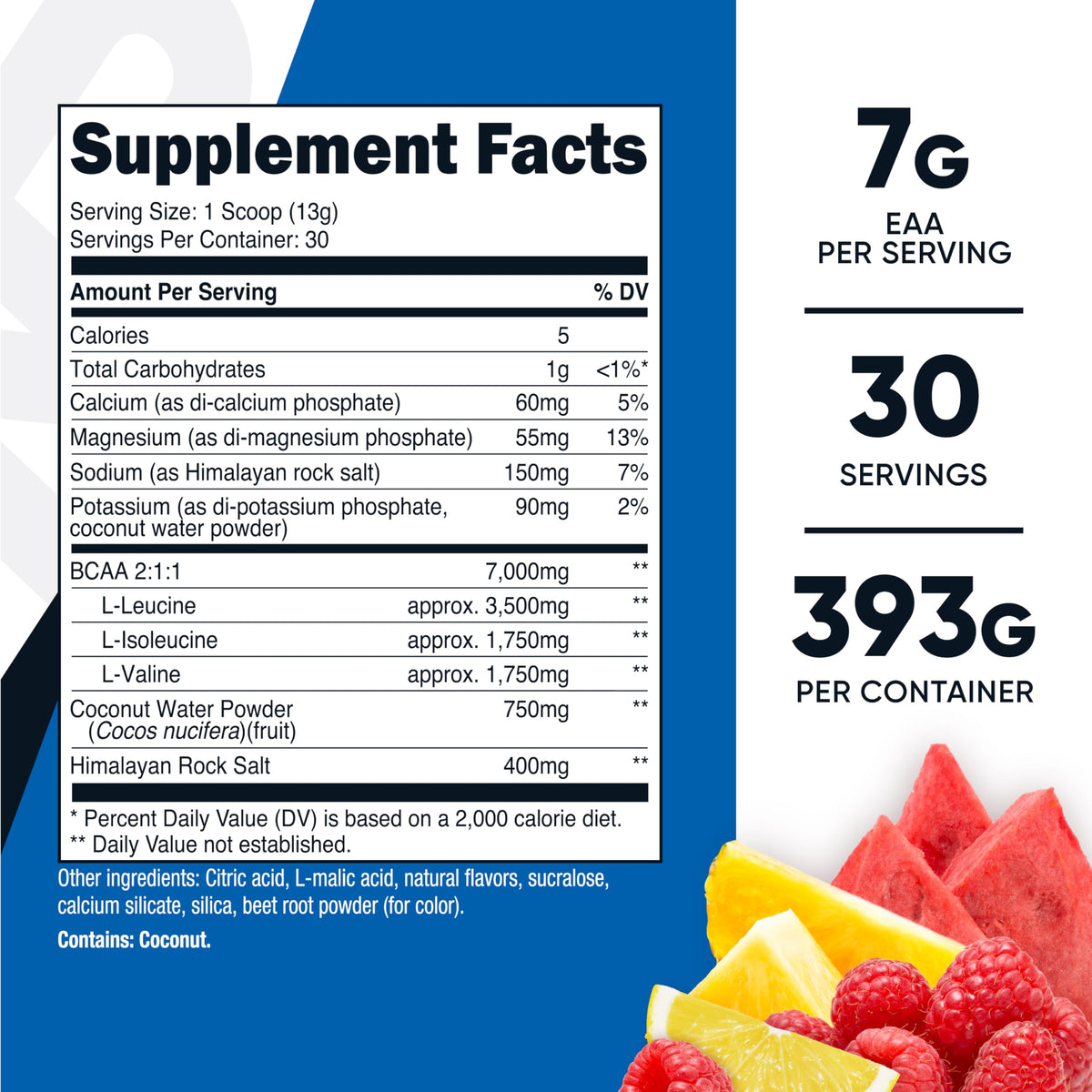Nutricost BCAA + Hydration Poudre Fruit Punch avec cuillère