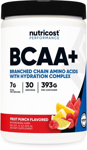 Nutricost BCAA + Hydration Poudre Fruit Punch vue avant