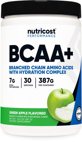 Nutricost BCAA + Hydration Poudre Pomme Verte, vue avant
