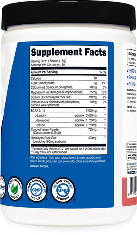 Nutricost BCAA + Hydration poudre vue de côté