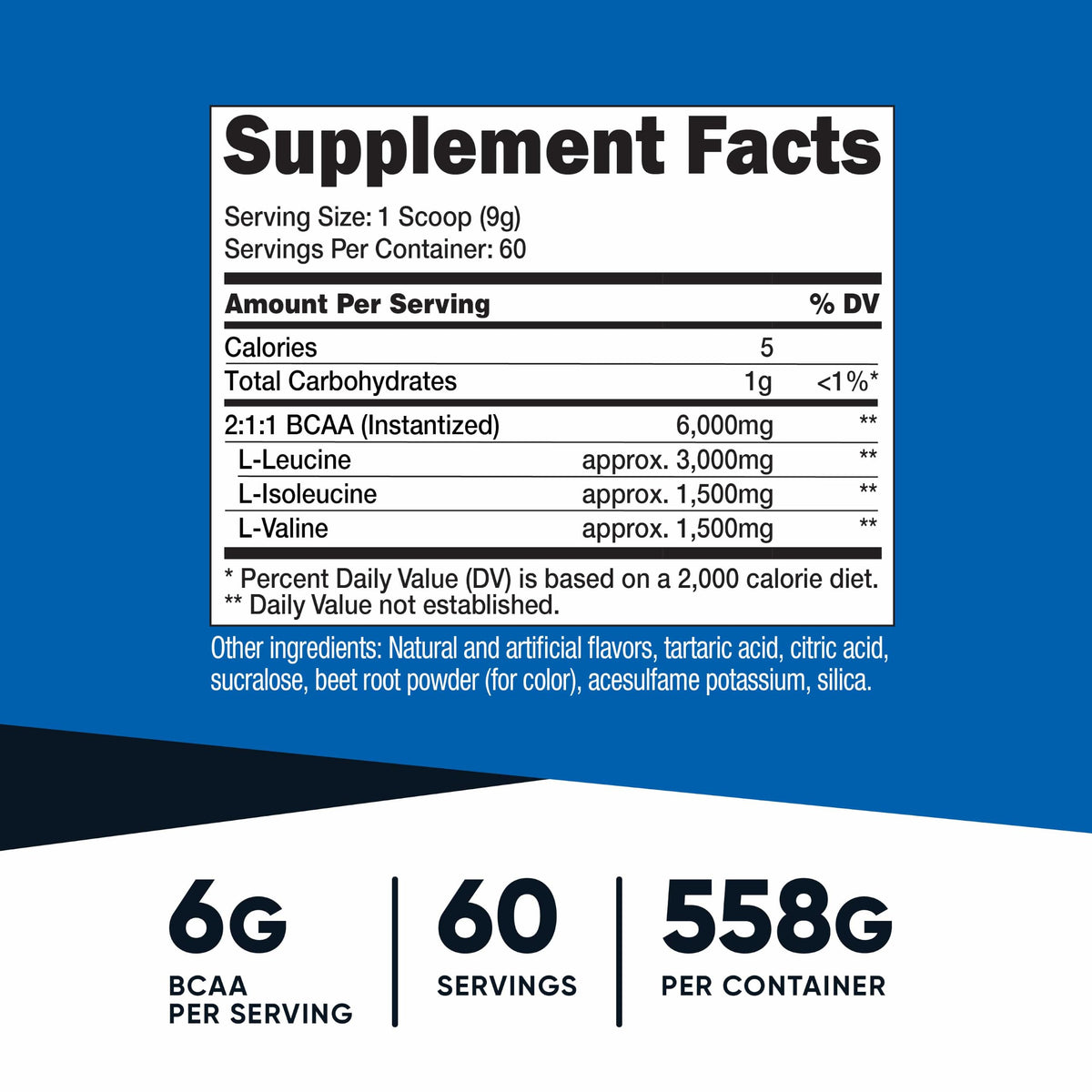 Nutricost BCAA Poudre 2:1:1 Pastèque côté avec étiquette