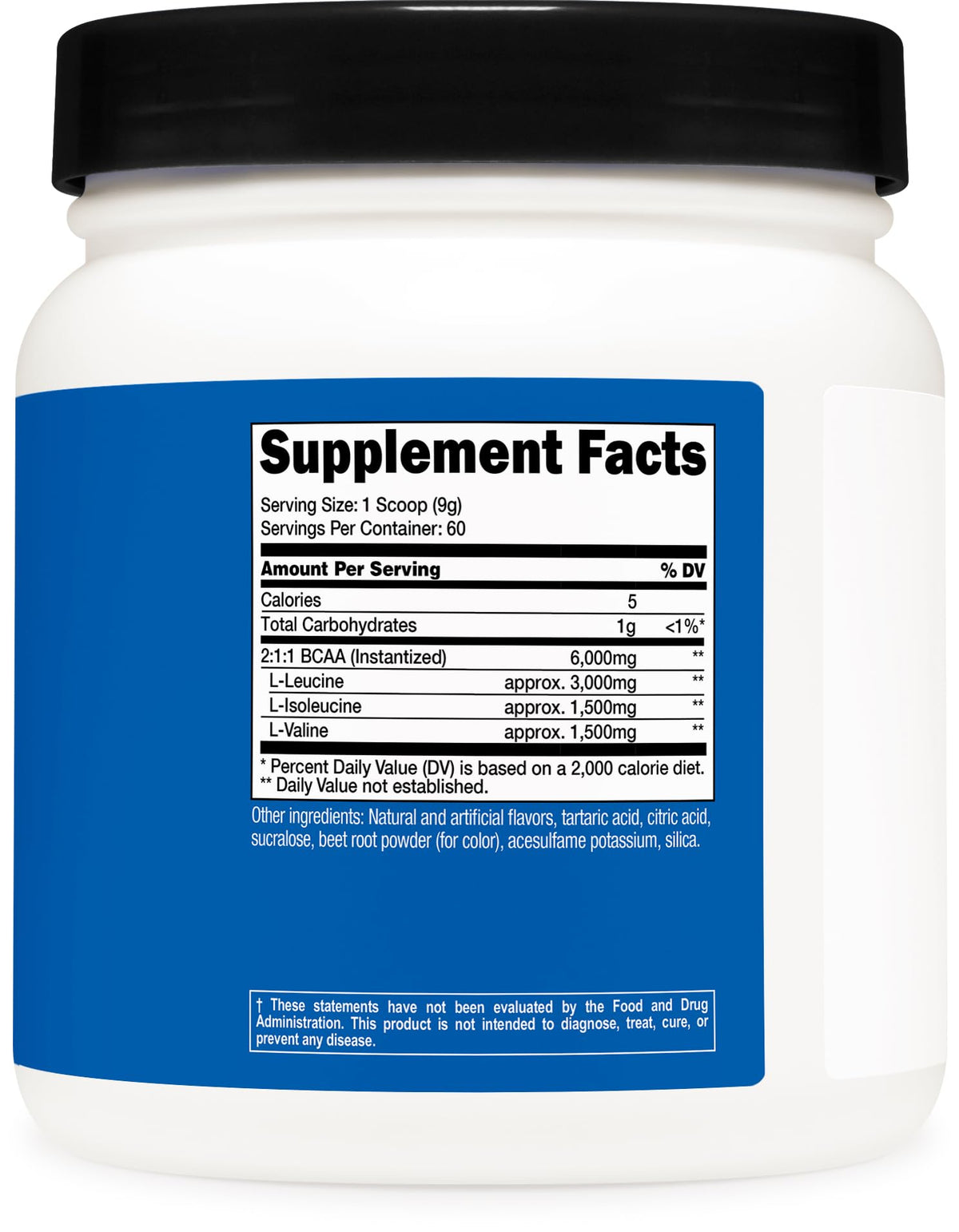 Nutricost BCAA Poudre 2:1:1 Pastèque vue arrière avec informations nutritionnelles