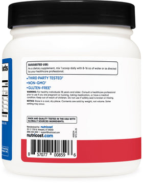 Nutricost BCAA Poudre 630g - détail de l'étiquette