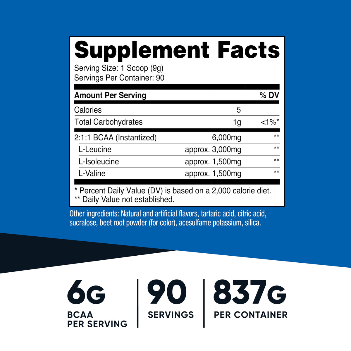 Nutricost BCAA Poudre Arôme Pastèque 948g vue de dos