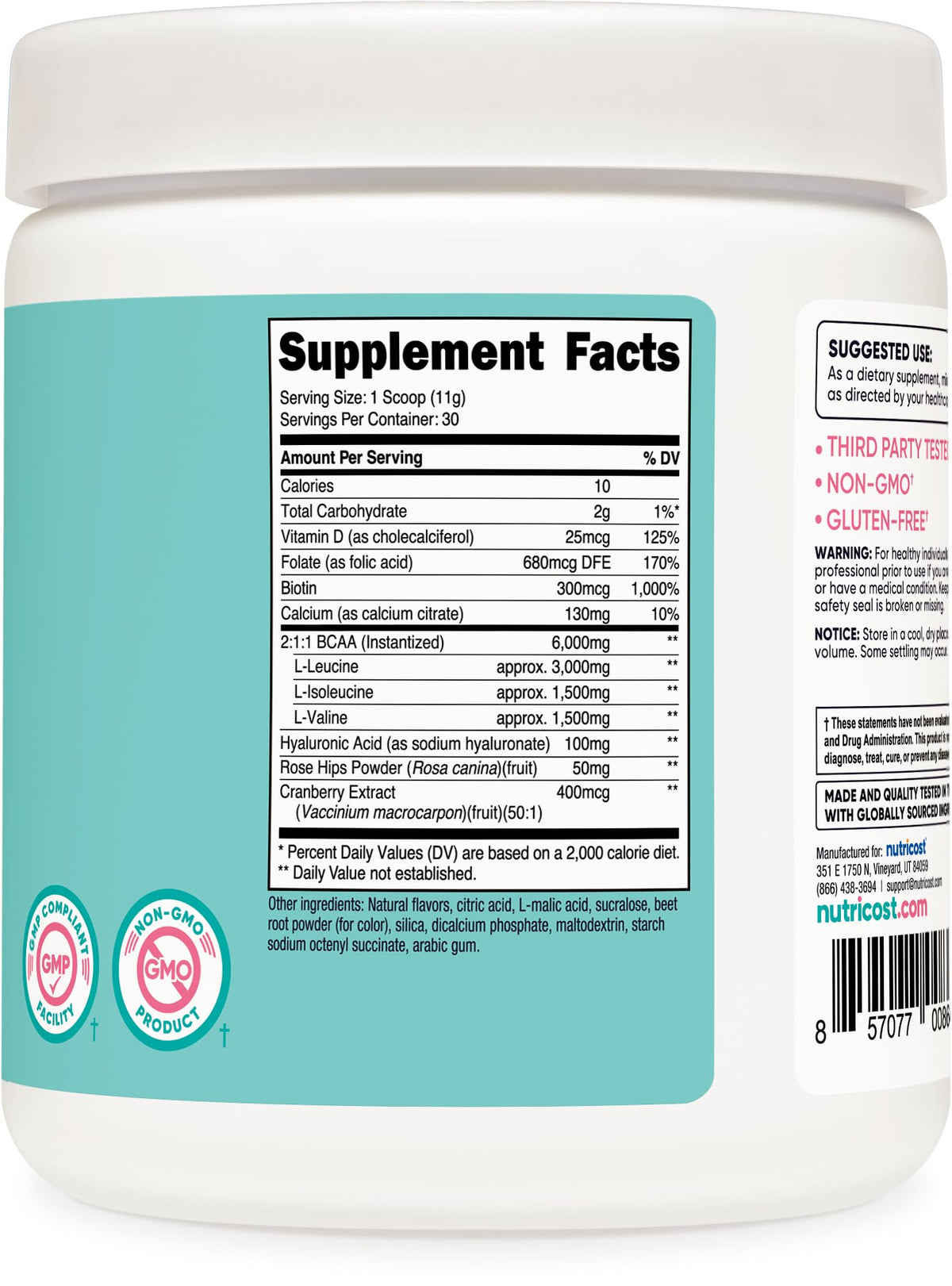 Nutricost BCAA pour Femmes en poudre dans un verre