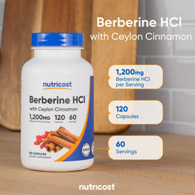 Nutricost Berberine HCl avec Cannelle de Ceylan en gros plan