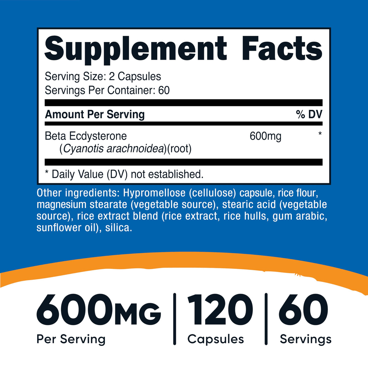 Nutricost Beta Ecdysterone 600mg flacon avec capsules